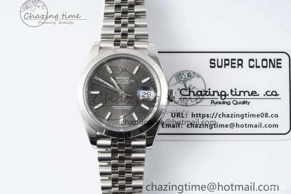 MiroTime 0503 OdorResistant DateJust 41 SS Polished Bezel KING 1:1 Best Edition 904L Steel Gray Stick Dial on Jubilee Bracelet VR 2207